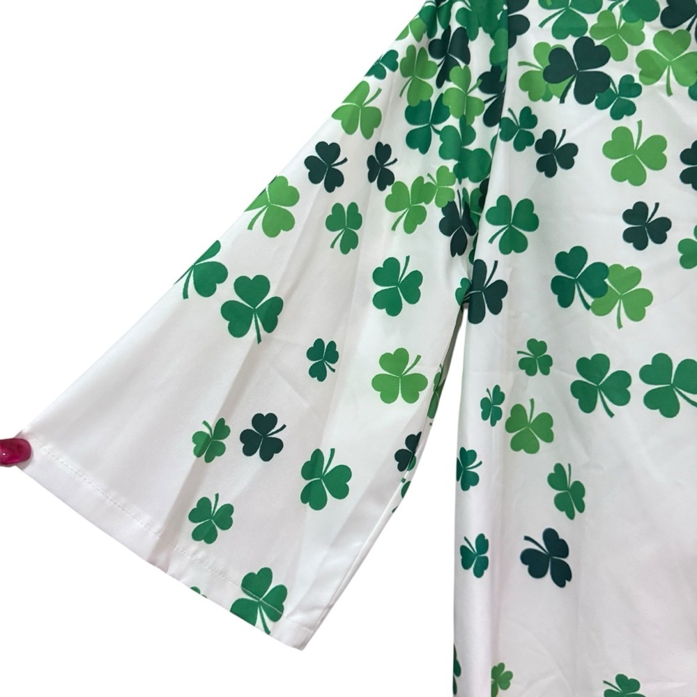 St Patrick’s Day - white tunic with green shamrocks - size M - NWOT - Picture 6 of 9